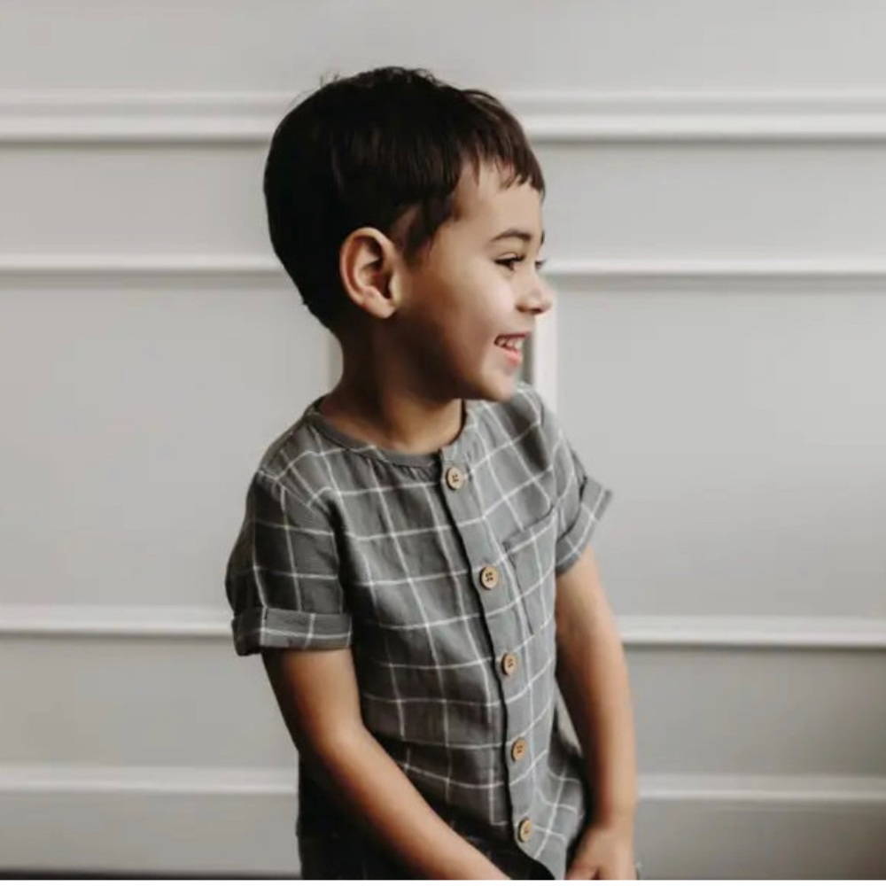 Button Down Boy Shirt- Windowpane